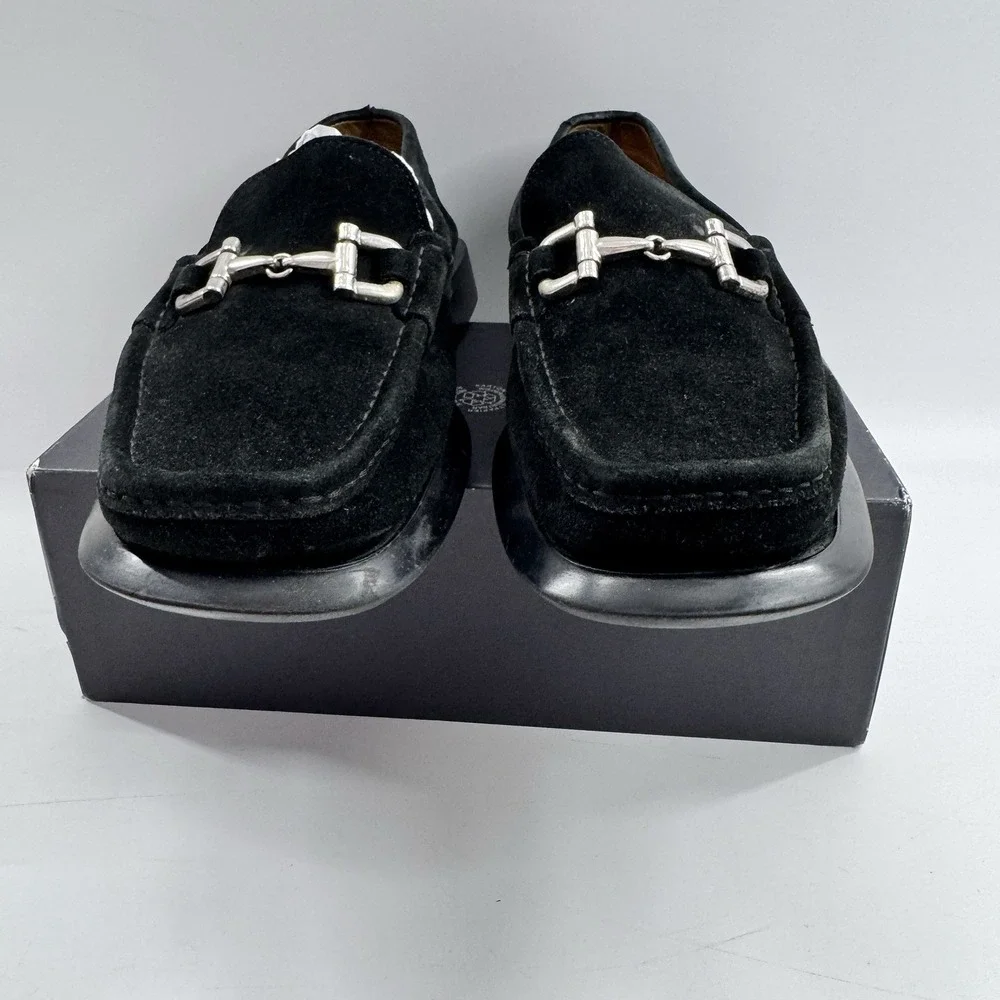 d.lepori Loafers Mens US Sz 10 / 43 black horsebit suede shoes Made in Italy Y2K